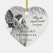 Custom Memorial Angel in Black and White Keramisch Ornament (Voorkant)