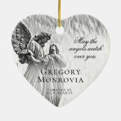 Custom Memorial Angel in Black and White Keramisch Ornament (Achterkant)