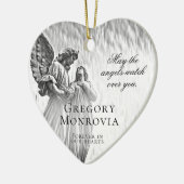 Custom Memorial Angel in Black and White Keramisch Ornament (Links)