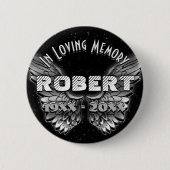 Custom Memorial Angel Wings Ronde Button 5,7 Cm (Voorkant)