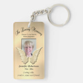 Custom Memorial Angel Wings Voeg foto Gold toe Sleutelhanger (achterkant)