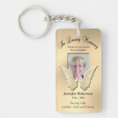 Custom Memorial Angel Wings Voeg foto Gold toe Sleutelhanger (Voorkant)