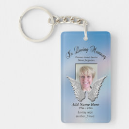 Custom Memorial Angel Wings Voeg foto toe Sleutelhanger
