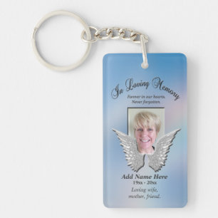 Custom Memorial Angel Wings Voeg foto toe Sleutelhanger