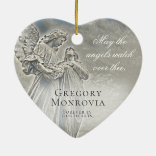 Custom Memorial Angels die over kijkt Keramisch Ornament