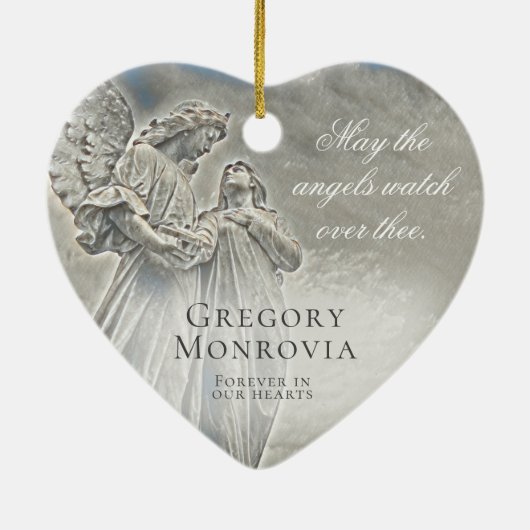 Custom Memorial Angels die over kijkt Keramisch Ornament (Achterkant)