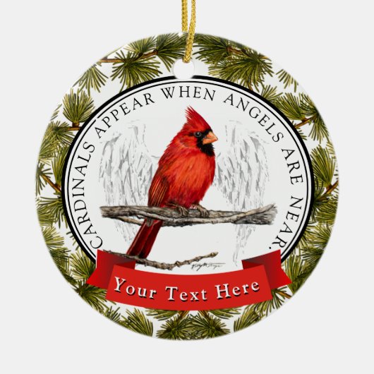 Custom Memorial Cardinand and Angels Keramisch Ornament (Voorkant)