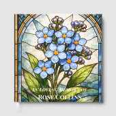 Custom Memorial Forget Me Not Stain Glass Funeral Gastenboek (Voorkant)