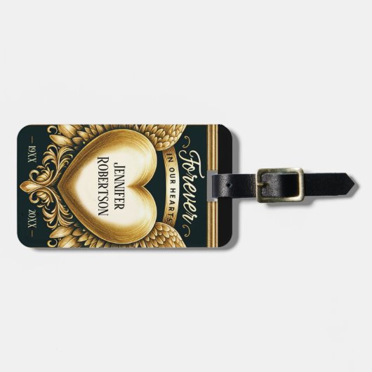 Custom Memorial Heart Bagagelabel (Voorkant horizontaal)