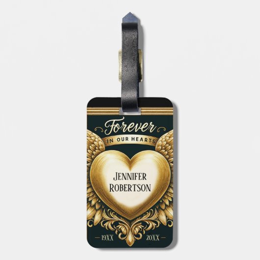 Custom Memorial Heart Bagagelabel (Achterkant verticaal)