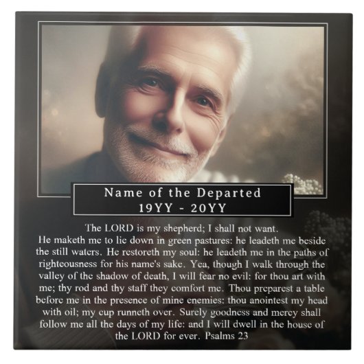 Custom Memorial Keepsake Photo Name Bible Verse Tegeltje (Voorkant)