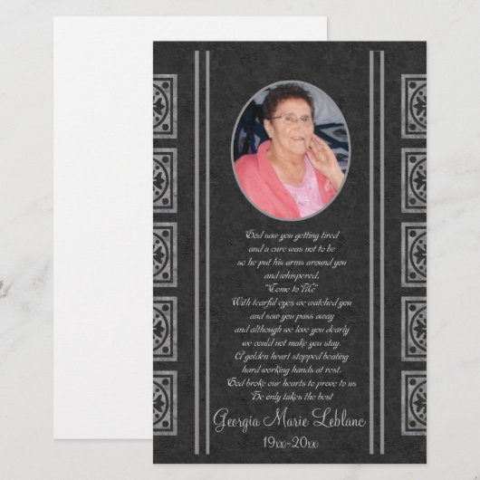 Custom Memorial Keepsakes Briefpapier (Voorkant / Achterkant)