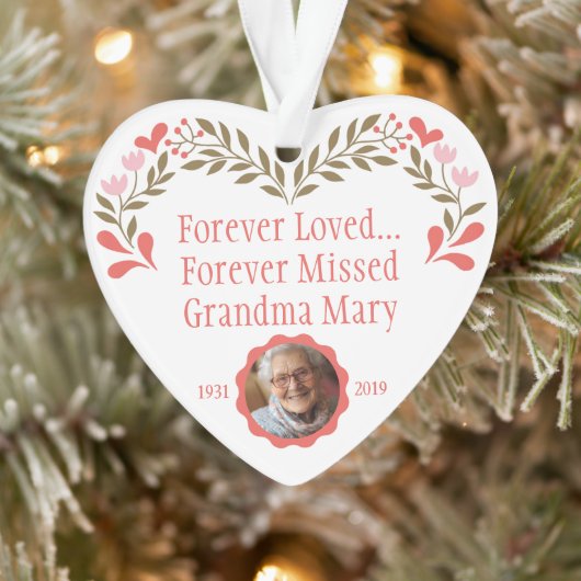 Custom Memorial Kerst Ornament met Foto (Boom)