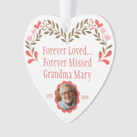 Custom Memorial Kerst Ornament met Foto (voorkant)