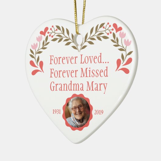 Custom Memorial Kerst Ornament met Foto (Links)