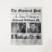 Custom Memorial Krant Achtergrond met Foto's Wandkleed (Voorkant)