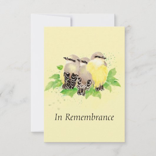 Custom Memorial Service Beauful Bird Family Kaart (Voorkant)
