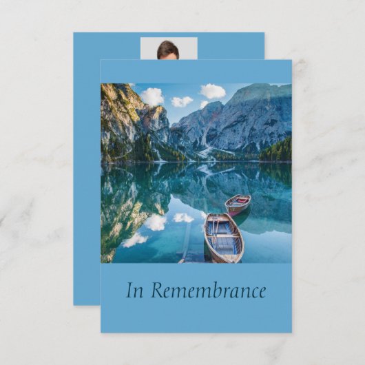 Custom Memorial Service Beauful Mountain Lake Kaart (Voorkant / Achterkant)