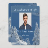 Custom Memorial Service Beauful Mountain Skiing Kaart (Voorkant / Achterkant)