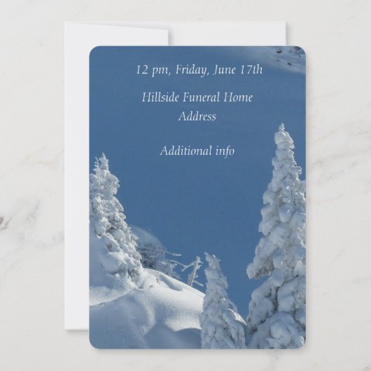 Custom Memorial Service Beauful Mountain Skiing Kaart (Achterkant)