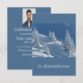 Custom Memorial Service Beauful Mountain Skiing Kaart (Voorkant / Achterkant)