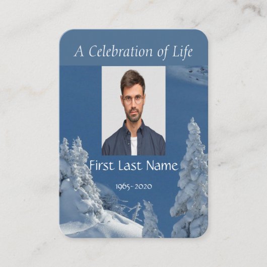 Custom Memorial Service Beauful Mountain Skiing Visitekaartje (Voorkant)