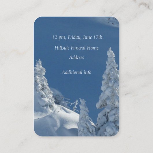 Custom Memorial Service Beauful Mountain Skiing Visitekaartje (Achterkant)