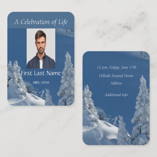 Custom Memorial Service Beauful Mountain Skiing Visitekaartje (Voorkant / Achterkant)