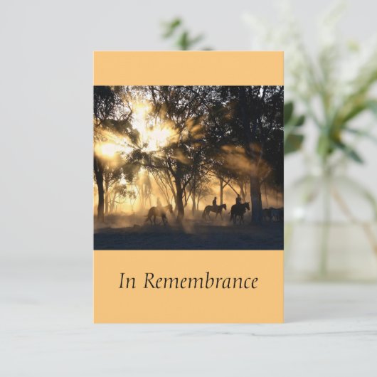 Custom Memorial Service Beauful Sunshine Horses Kaart (Staand voorkant)