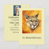 Custom Memorial Service Cougar Puma Cat Kaart (Voorkant / Achterkant)