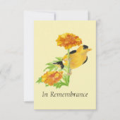 Custom Memorial Service Goldfinch & Marigold Kaart (Voorkant)