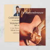 Custom Memorial Service Guitar Player Music Invita Kaart (Voorkant / Achterkant)