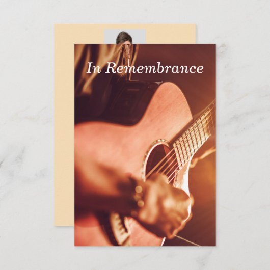 Custom Memorial Service Guitar Player Music Invita Kaart (Voorkant / Achterkant)