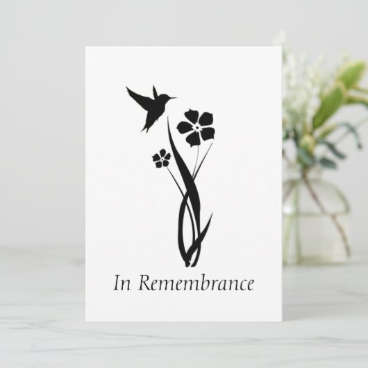 Custom Memorial Service Hummingbird Garden Flower Kaart (Staand voorkant)