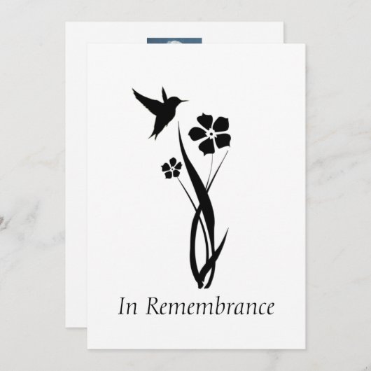 Custom Memorial Service Hummingbird Garden Flower Kaart (Voorkant / Achterkant)