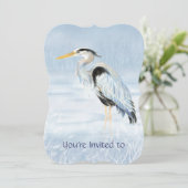 Custom Memorial Service Invite Blue Heron Bird Kaart (Staand voorkant)