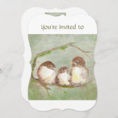 Custom Memorial Service Invite Sparrow Family Bird Kaart (Voorkant / Achterkant)