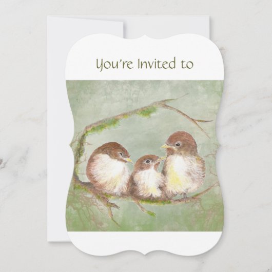 Custom Memorial Service Invite Sparrow Family Bird Kaart (Voorkant)