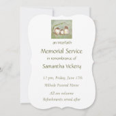 Custom Memorial Service Invite Sparrow Family Bird Kaart (Achterkant)
