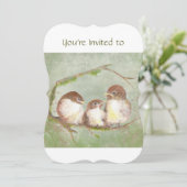 Custom Memorial Service Invite Sparrow Family Bird Kaart (Staand voorkant)
