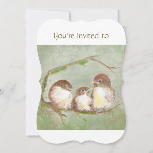 Custom Memorial Service Invite Sparrow Family Bird Kaart