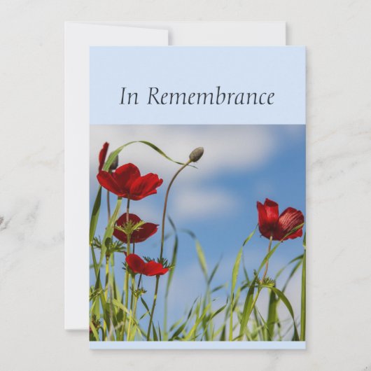 Custom Memorial Service Red Anemone Garden Flower Kaart (Voorkant)