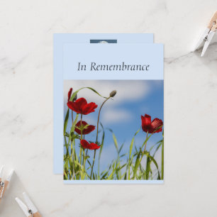Custom Memorial Service Red Anemone Garden Flower Kaart