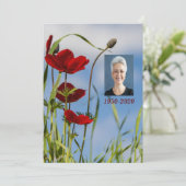 Custom Memorial Service Red Anemone Garden Flower Kaart (Staand voorkant)
