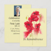 Custom Memorial Service Red Poppies Flowers Kaart (Voorkant / Achterkant)