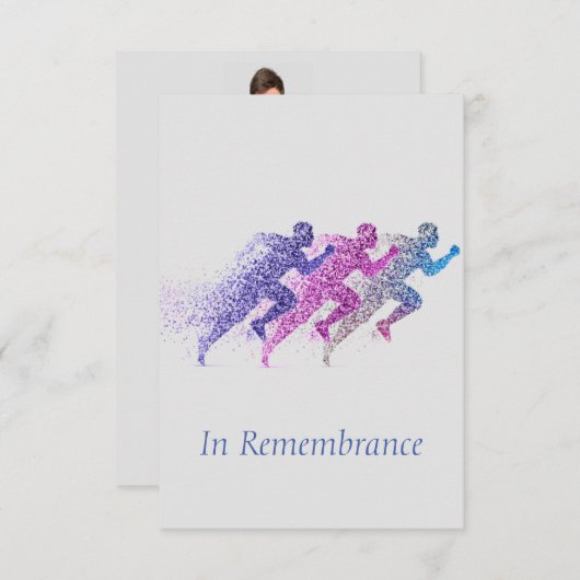 Custom Memorial Service Running Man Kaart (Voorkant / Achterkant)