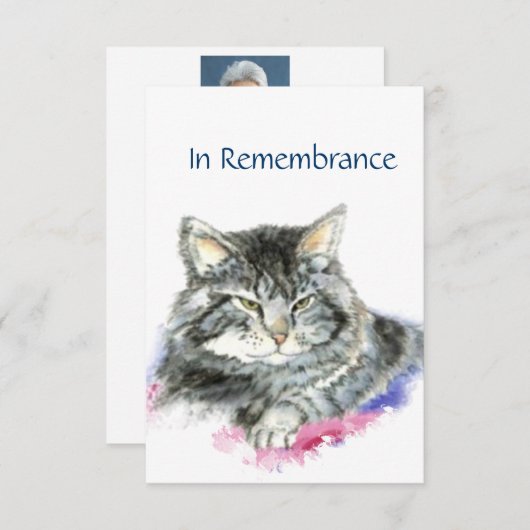 Custom Memorial Service Uitnodiging voor Cat Lover (Voorkant / Achterkant)