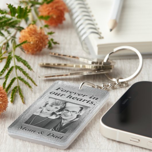 Custom Memorial Silver Kijk mama en papa Sleutelhanger (Voorkant Rechts)