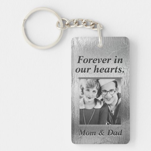 Custom Memorial Silver Kijk mama en papa Sleutelhanger (Voorkant)