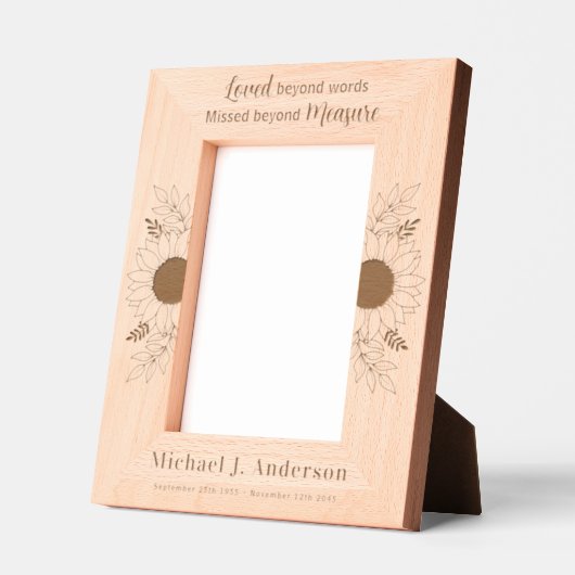 Custom Memorial Zonnebloem Bloemen Houten Afbeeldi Gegraveerde Lijstjes (Links)